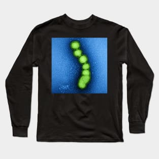 Swine Flu Virus, Influenza TEM Micrograph, Blue and Green Long Sleeve T-Shirt